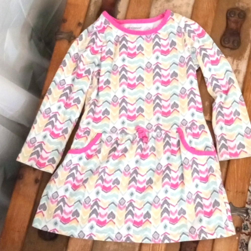 Girls Multicolored Long Sleeve Dress
